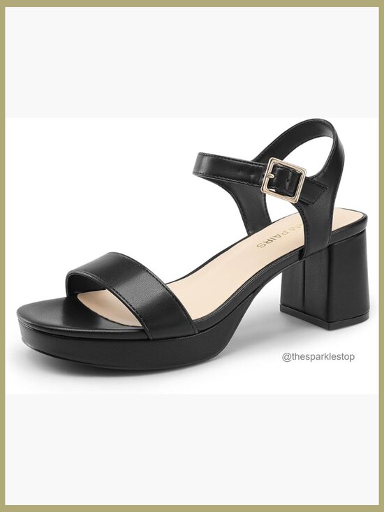 Shoes - Women's Platform Heels Block Chunky Open Toe Ankle Strap Heel Sandals